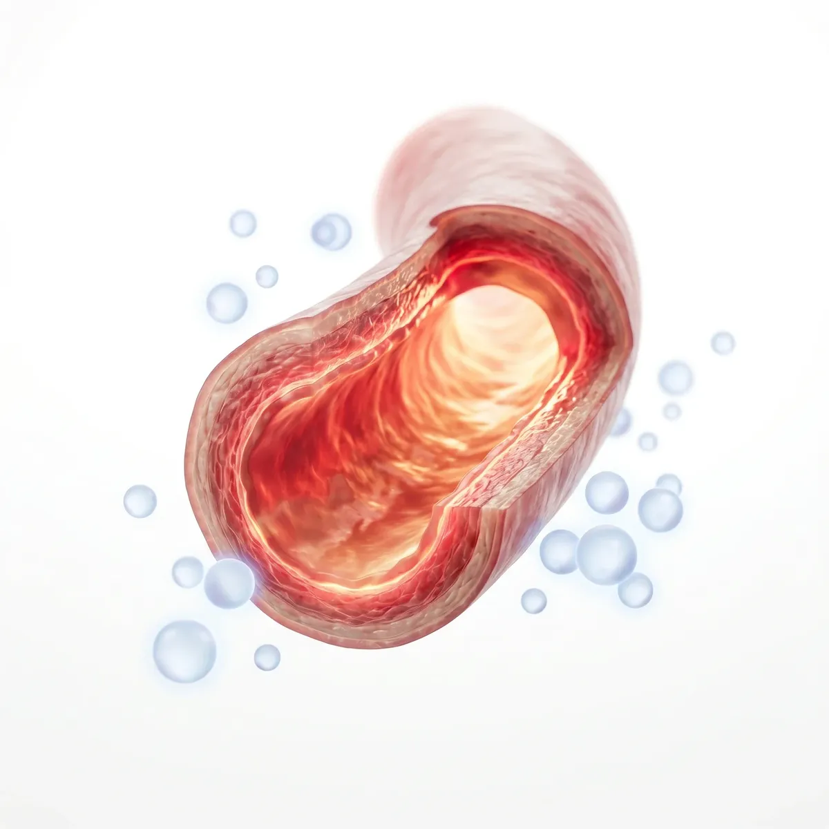 Illustration of a blood vessel with small bubbles