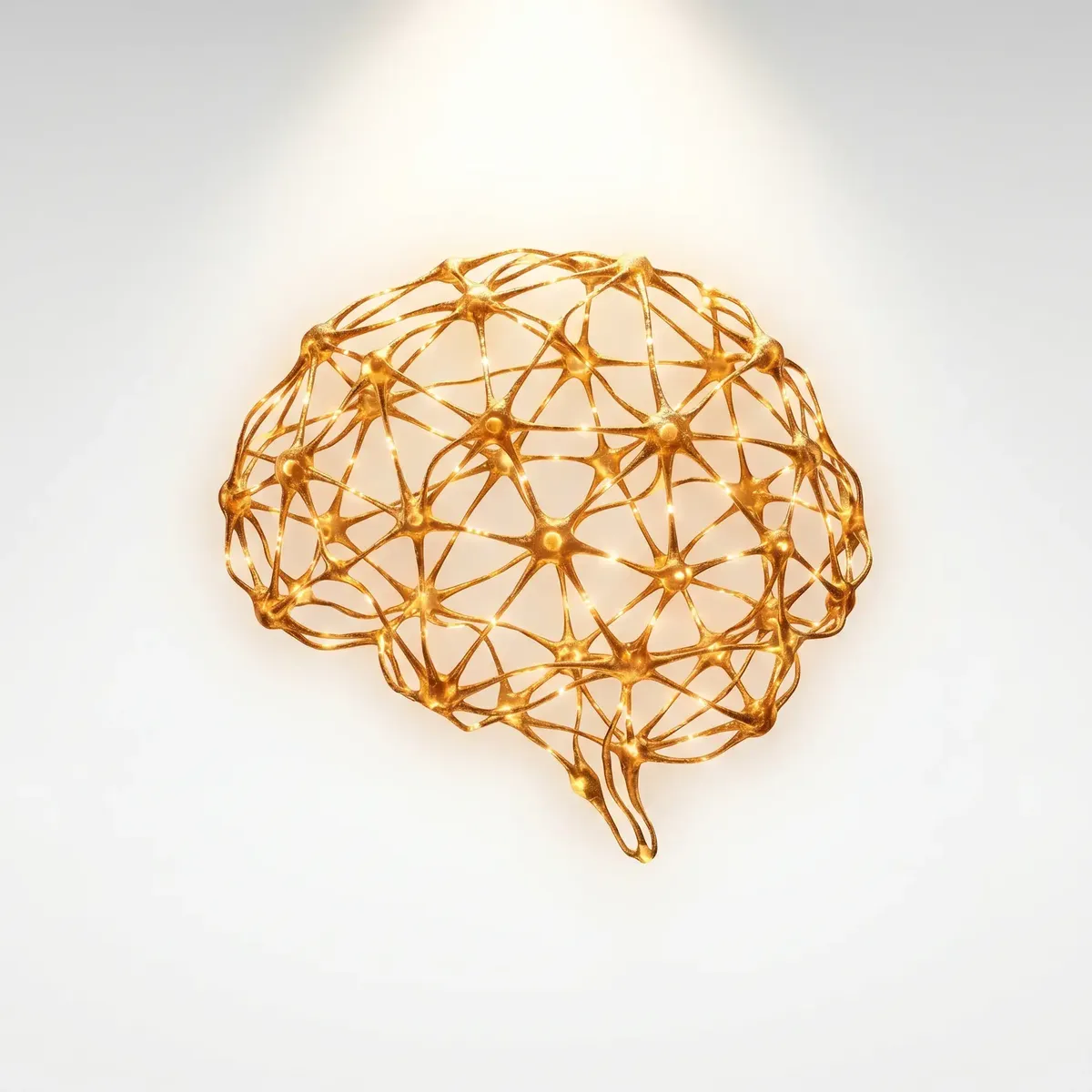 Illustration of a brain drawn as a gold network